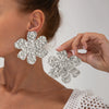 Exaggerated Hammered Metal Flower Geometric Pendant Clavicle Necklace Iron Alloy Material With Electroplating