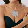 Exaggerated Hammered Metal Flower Geometric Pendant Clavicle Necklace Iron Alloy Material With Electroplating