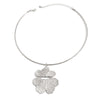 Exaggerated Hammered Metal Flower Geometric Pendant Clavicle Necklace Iron Alloy Material With Electroplating