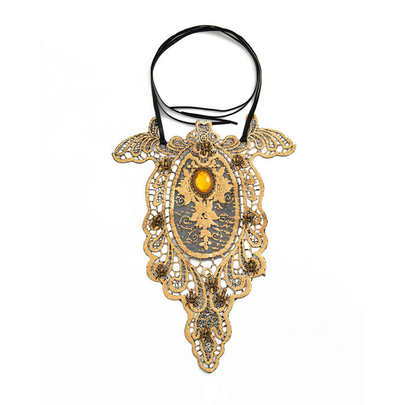 Exaggerated Handmade Alloy Pendant Ribbon Fabric Necklace With Flower Animal Zodiac Geometric Pattern For Women