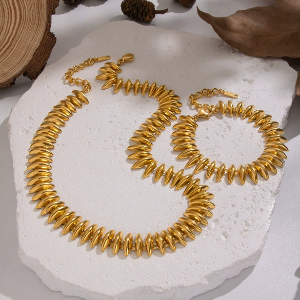 Exaggerated Heavyduty Handmade Stainless Steel Electroplated Bullet Necklace And Bracelet Jewelry Accessories For Women