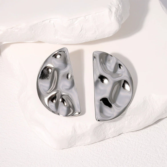 Exaggerated High Level Sense Geometric Semicircle Stainless Steel Electroplated Earrings For Women