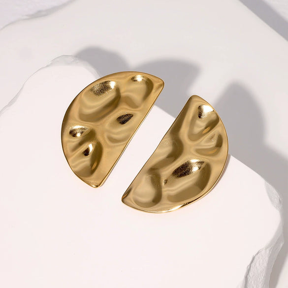 Exaggerated High Level Sense Geometric Semicircle Stainless Steel Electroplated Earrings For Women