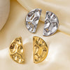 Exaggerated Highlevel Electroplated Titanium Steel Geometric Semicircular Symmetrical Earrings