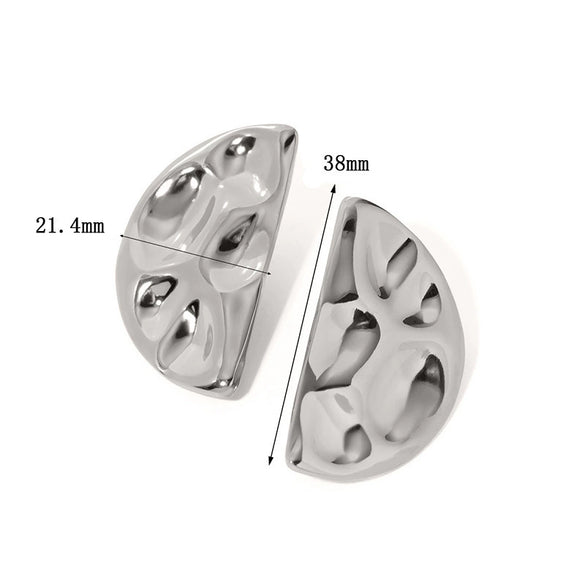 Exaggerated Highlevel Electroplated Titanium Steel Geometric Semicircular Symmetrical Earrings