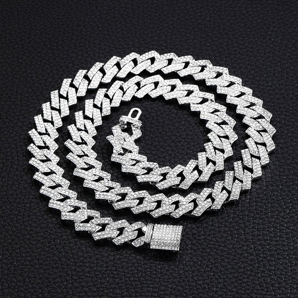 Exaggerated Hip Hop Men's Alloy Jewelry With Diamond And Geometric Design Big Gold Chain Necklace