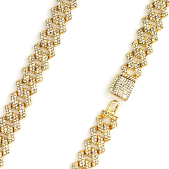Exaggerated Hip Hop Men's Alloy Jewelry With Diamond And Geometric Design Big Gold Chain Necklace