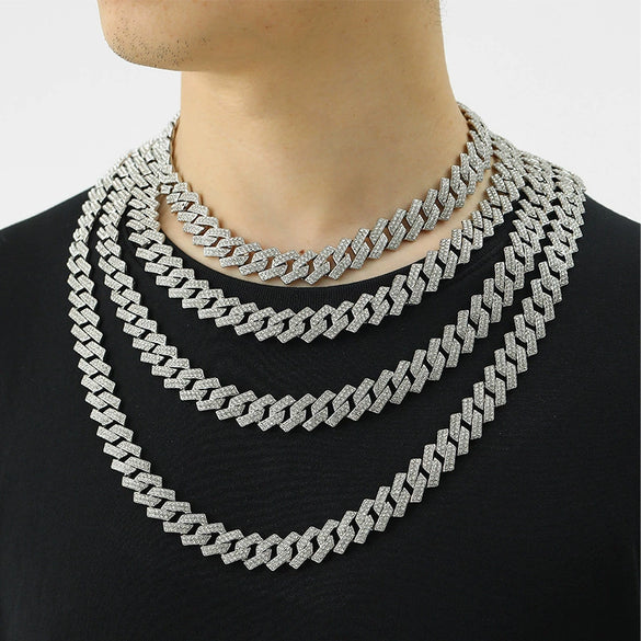 Exaggerated Hip Hop Men's Alloy Jewelry With Diamond And Geometric Design Big Gold Chain Necklace