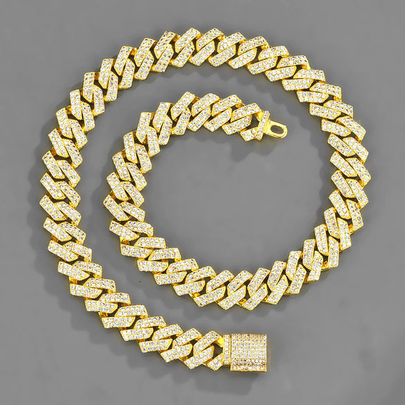 Exaggerated Hip Hop Men's Alloy Jewelry With Diamond And Geometric Design Big Gold Chain Necklace