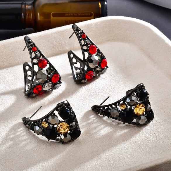 Exaggerated Hollow Diamondshaped Stud Earrings For Women Geometric Alloy With Silver And Gold Plating Sparkly Fashion Jewelry