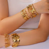 Exaggerated Hollow Flower Starfish Leaf Opening Women's Bracelet In Titanium And Stainless Steel With 18K Furnace Vacuum Plating