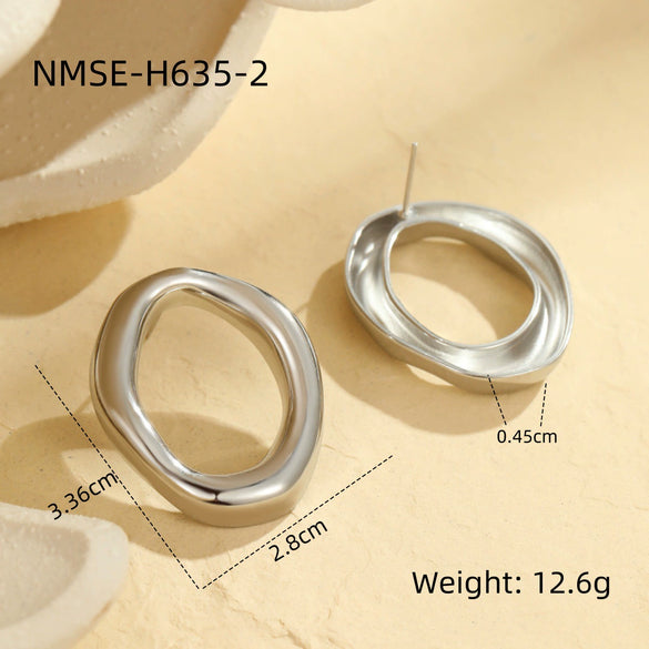 Exaggerated Hollow Irregular Circle Stainless Steel 18K Electroplated Women's Earrings