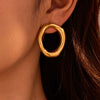 Exaggerated Hollow Irregular Circle Stainless Steel 18K Electroplated Women's Earrings