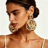 Exaggerated Hollow Round Pendant Earrings With Irregular Wave Pattern Electroplated Iron Alloy Geometric Statement Jewelry With Stainless Steel Ear Posts