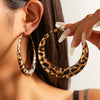 Exaggerated Hot Girl Style Leopard Print Geometric Metal Earrings For Women With Electroplating