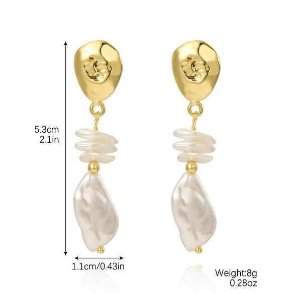 Exaggerated Imitation Pearl Earrings Heart Ushape Drop Shape Geometric For Women