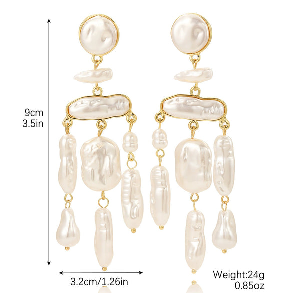 Exaggerated Imitation Pearl Earrings Heart Ushape Drop Shape Geometric For Women