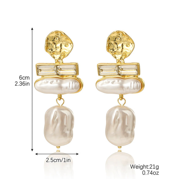 Exaggerated Imitation Pearl Earrings Heart Ushape Drop Shape Geometric For Women