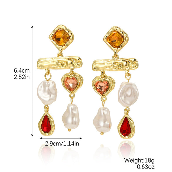 Exaggerated Imitation Pearl Earrings Heart Ushape Drop Shape Geometric For Women