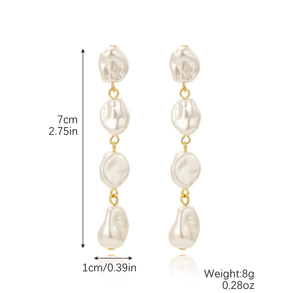 Exaggerated Imitation Pearl Earrings Heart Ushape Drop Shape Geometric For Women