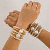 Exaggerated Imitation Pearl Stacked Bracelet Geometric Electroplated Women's