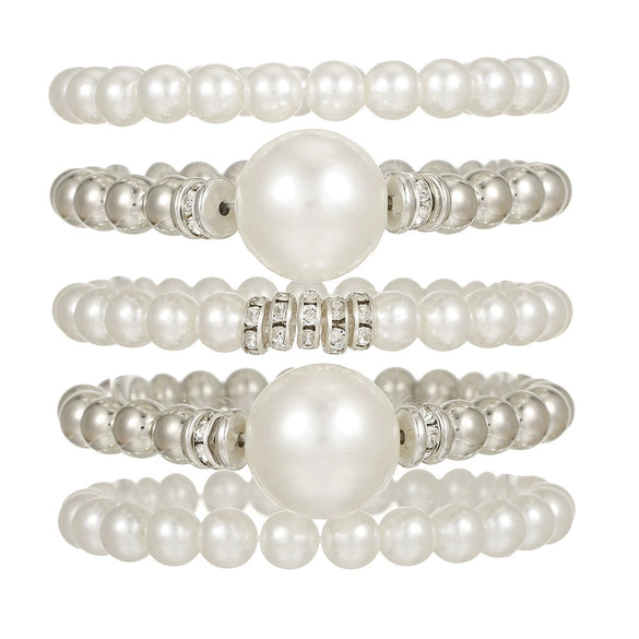 Exaggerated Imitation Pearl Women's Multilayered Geometric Hand Jewelry Hiphop Bracelet