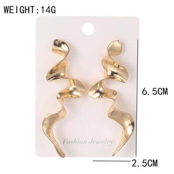 Exaggerated Irregular Geometric Distortion Alloy Earrings With Electroplating For Women