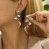Exaggerated Irregular Geometric Distortion Alloy Earrings With Electroplating For Women