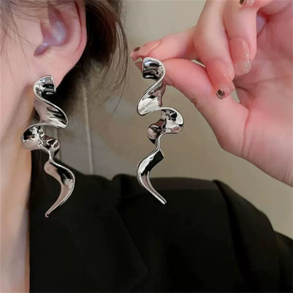 Exaggerated Irregular Geometric Distortion Alloy Earrings With Electroplating For Women