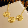 Exaggerated Irregular Geometric Spiral Pendant Necklace For Women Woolen Chain Stainless Steel Electroplating