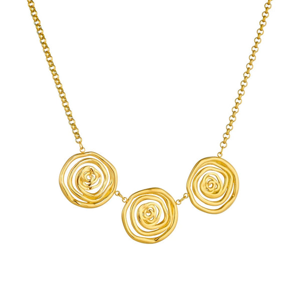 Exaggerated Irregular Geometric Spiral Pendant Necklace For Women Woolen Chain Stainless Steel Electroplating