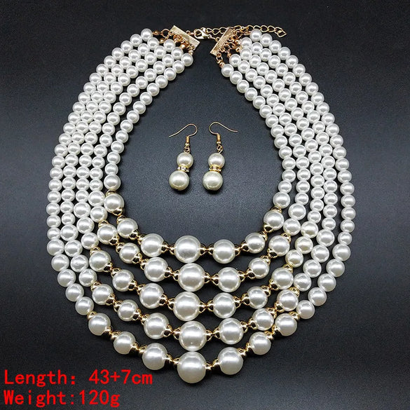 Exaggerated Lady Solid Color Imitation Pearl Wholesale Jewelry Set
