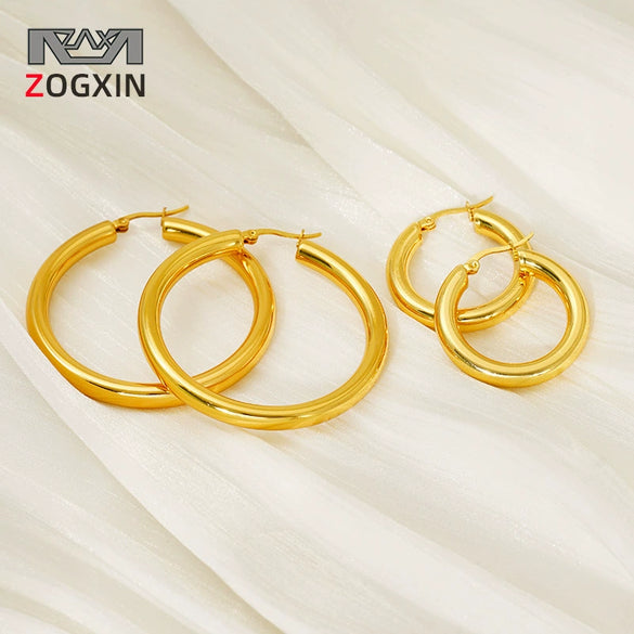 Exaggerated Large Ringshaped Geometric 316L Stainless Steel Earrings 18K Goldplated