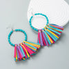 Exaggerated Large Round Handmade Leather Turquoise Geometric Earrings For Women