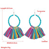 Exaggerated Large Round Handmade Leather Turquoise Geometric Earrings For Women