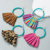 Exaggerated Large Round Handmade Leather Turquoise Geometric Earrings For Women