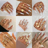 Exaggerated Lines Irregular Water Drop Glossy Alloy Ring Set For Women With Geometric Design And Electroplating