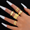 Exaggerated Lines Irregular Water Drop Glossy Alloy Ring Set For Women With Geometric Design And Electroplating