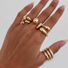 Exaggerated Lines Irregular Water Drop Glossy Alloy Ring Set For Women With Geometric Design And Electroplating