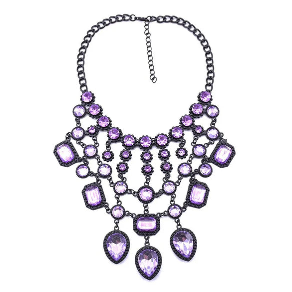 Exaggerated Luxurious Geometric Alloy Inlay Artificial Crystal Women'S Necklace