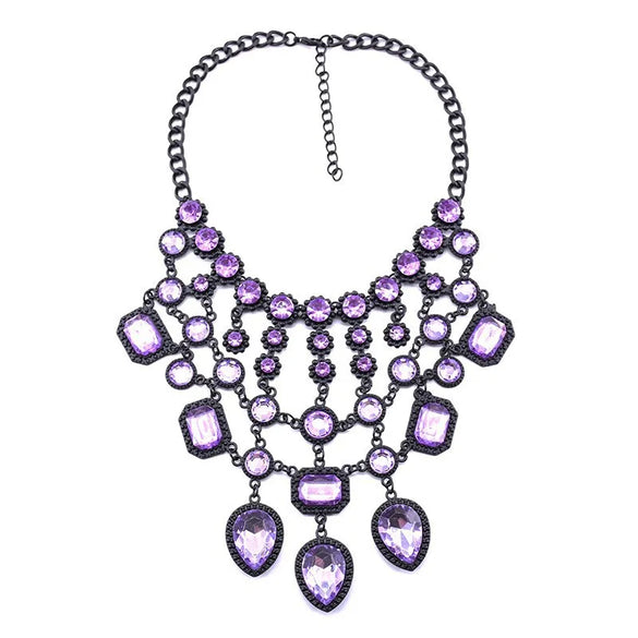 Exaggerated Luxurious Geometric Alloy Inlay Artificial Crystal Women'S Necklace