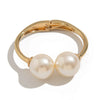 Exaggerated Metal Pearl Open Water Drop Wide Stripe Spring Buckle Electroplated Bracelet