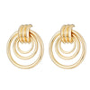 Exaggerated Metal Threering Circle Hollow Geometric Earrings With Electroplating Treatment