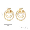 Exaggerated Metal Threering Circle Hollow Geometric Earrings With Electroplating Treatment