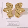 Exaggerated Metallic Fashionable Women's Stainless Steel Half Flower Butterfly Wings Shaped Earrings With Bow Tie Pattern Electroplated
