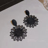 Exaggerated Mori Style Black Flower Earrings For Women Alloy Electroplated Ear Jewelry