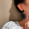 Exaggerated Mori Style Black Flower Earrings For Women Alloy Electroplated Ear Jewelry