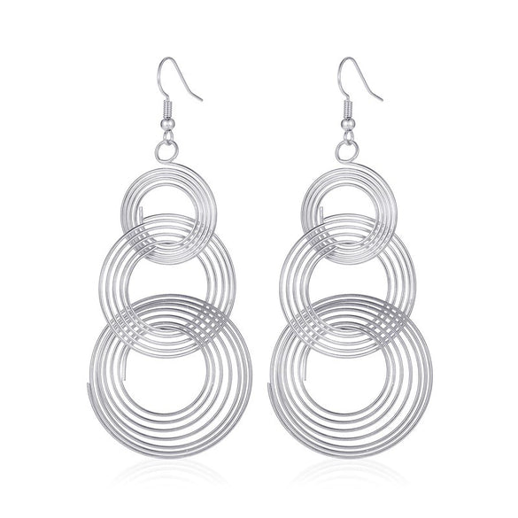 Exaggerated Multilayer Circle Alloy Earrings For Women With Electroplating And Geometric Design