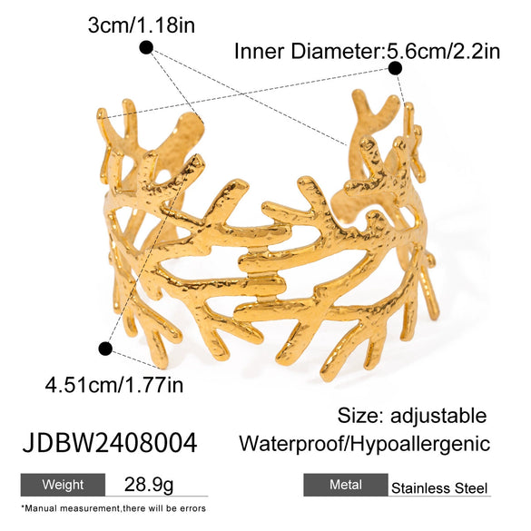 Exaggerated Niche Opening Stainless Steel Bracelet With Geometric Style And Electroplating Handicraft