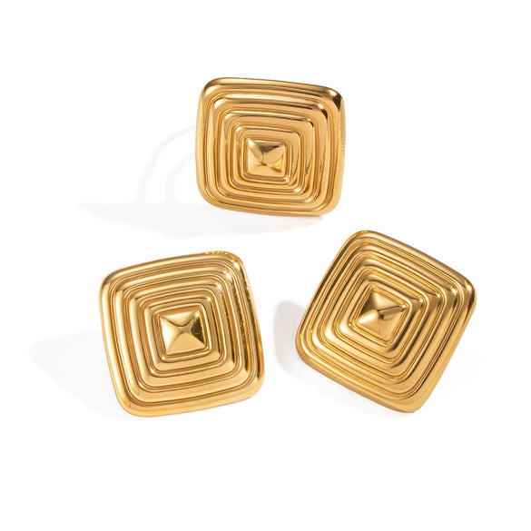 Exaggerated Niche Personality Square Stainless Steel Geometric Hoop Earrings Jewelry Accessories With Electroplating